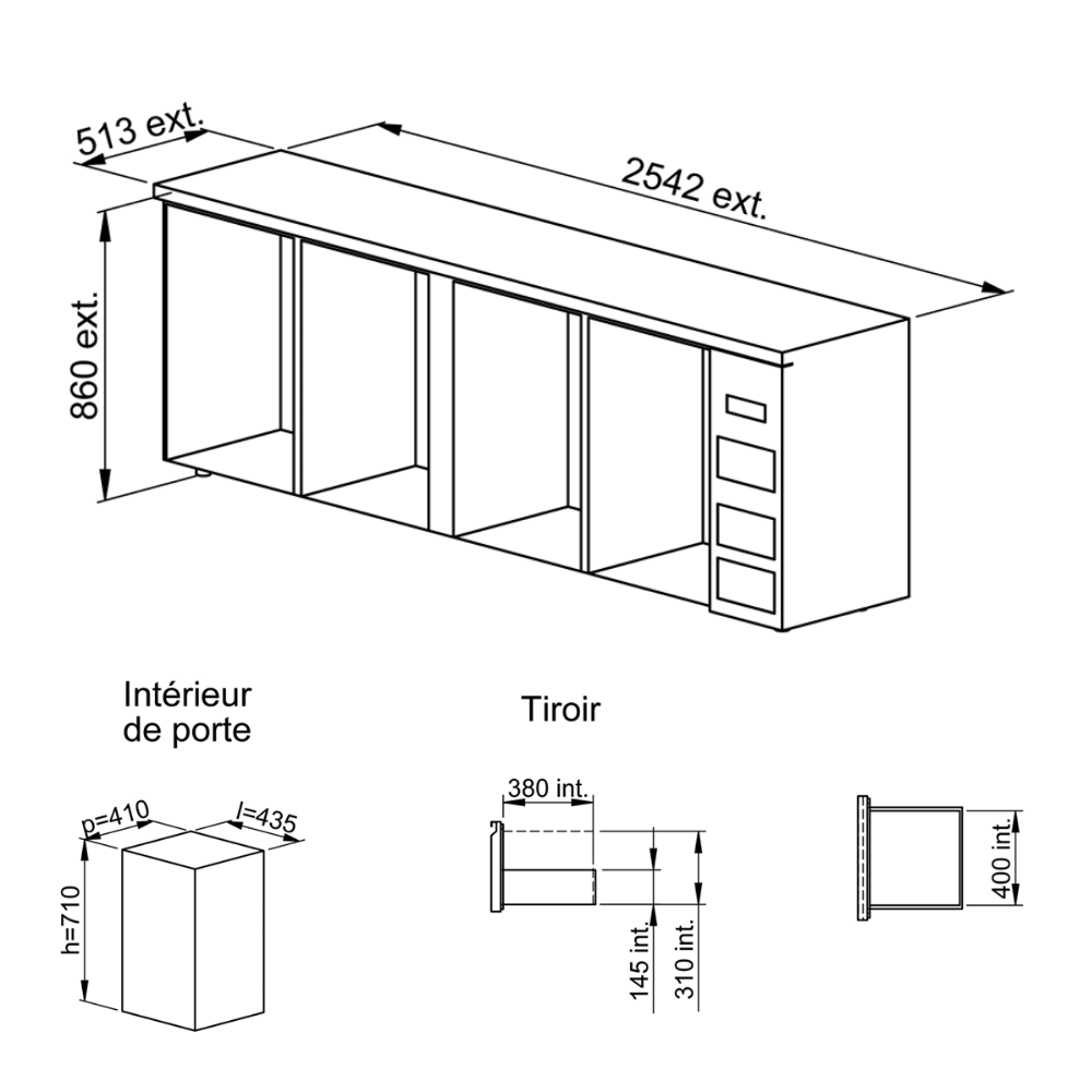 Frigo bar réfrigéré 2 portes ouverture avant et arrière